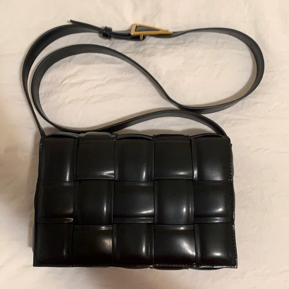 Black quilted handbag